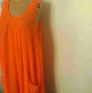 H@m neon corral color dressy or casual dress  size 8